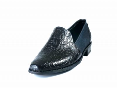 TOULOUSE Crocodile Print Leather and Denim